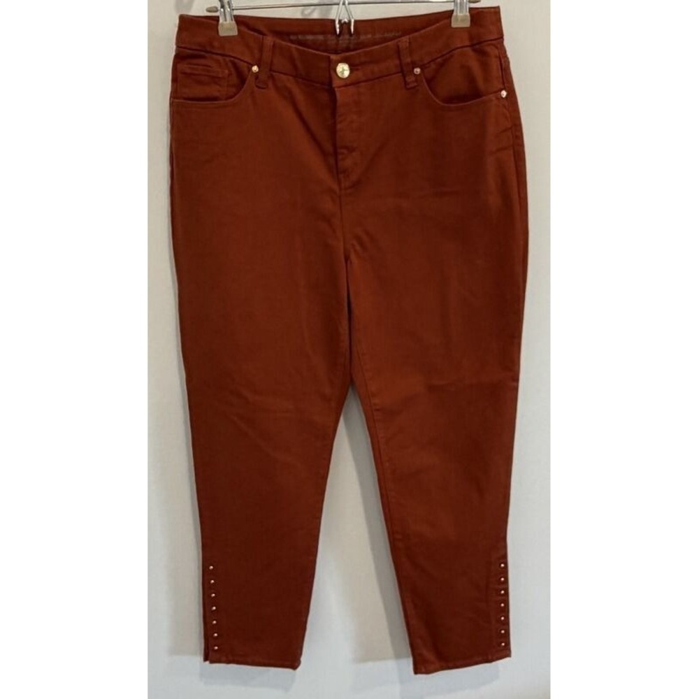 Chicos So Slimming Girlfriend Slim Leg Ankle Jeans Rust Deep Orange Size 2 12